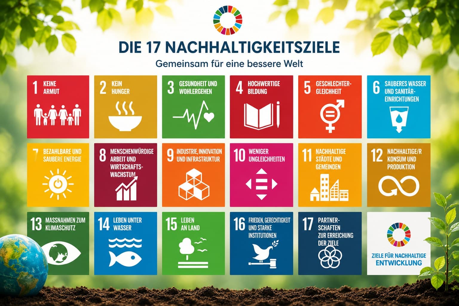 Übersicht der 17 Nachhaltigkeitsziele (SDGs) – Gemeinsam für eine bessere Welt